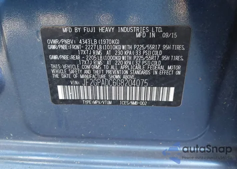 2016 Subaru Crosstrek Premium из США, поврежденный, VIN JF2GPADC6G8204075